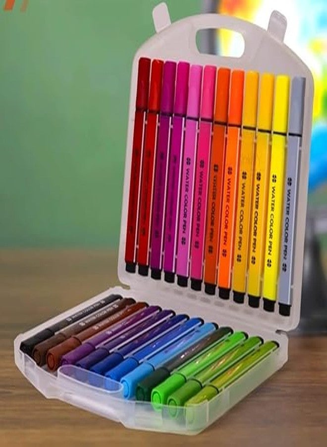 PULSBERY Colorful Washable Water Color Pen Set for Paint & Design - 24 Pcs Color Marker For Kids Triangle Shaped Color Pencils (Set of 24, Multicolor) - Image 1